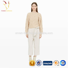 Lady cashmere cable knitted sweater fashion
